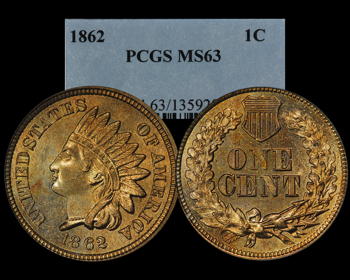 1862 1 cent PCGS 63